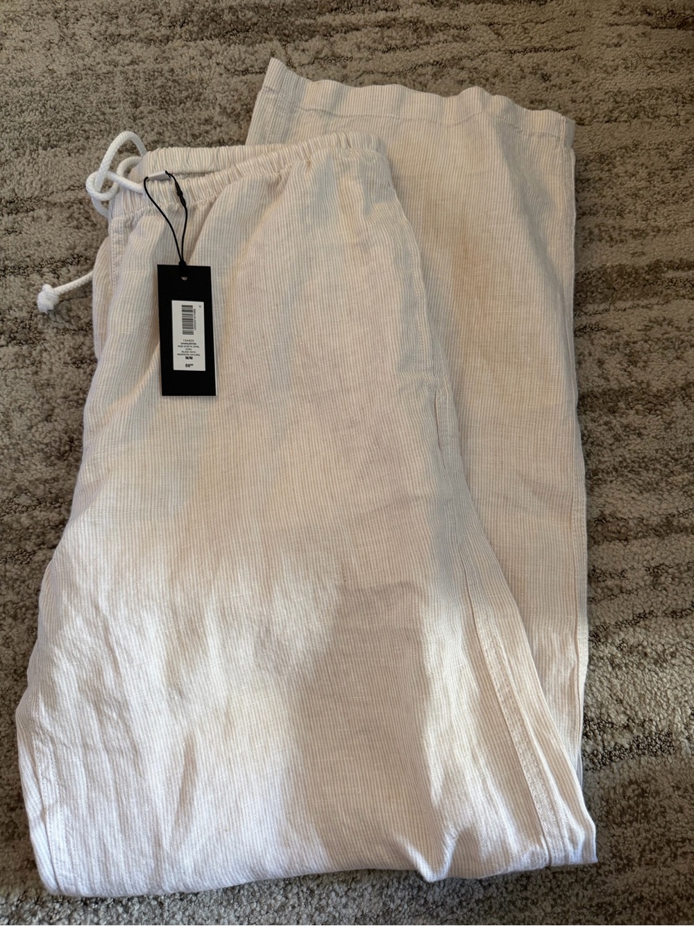 Aritzia TNA Linen-Blend Drawstring Pants in Light Beige NWT - Picture 4 of 5